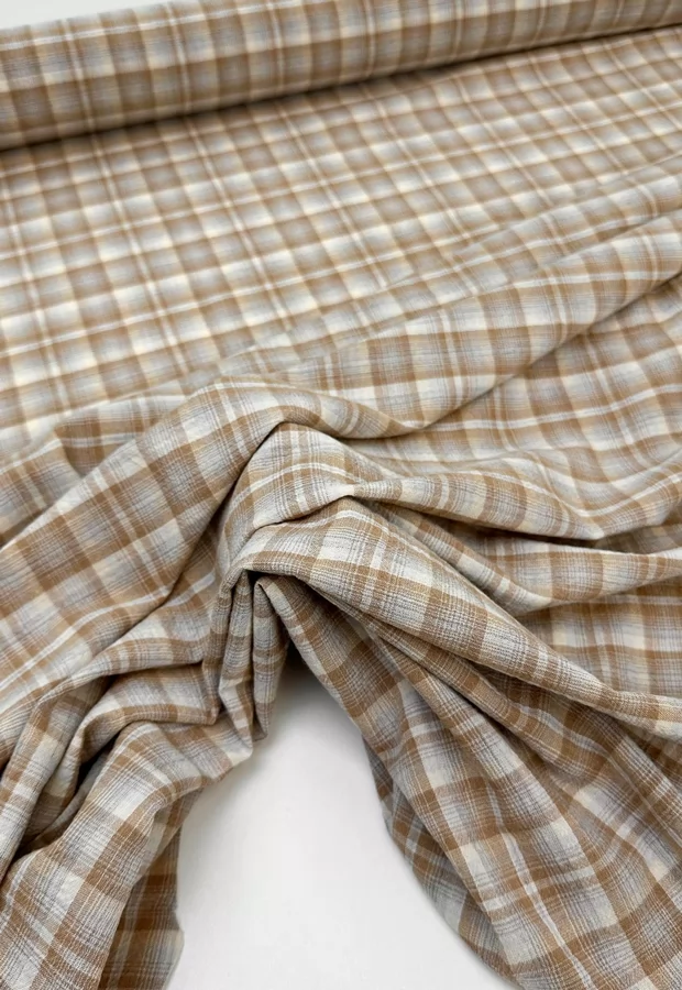 Только на Тульской: шикарная марлёвка из шерсти и шёлка в клетку ⭐️  - Ткани FF Москва