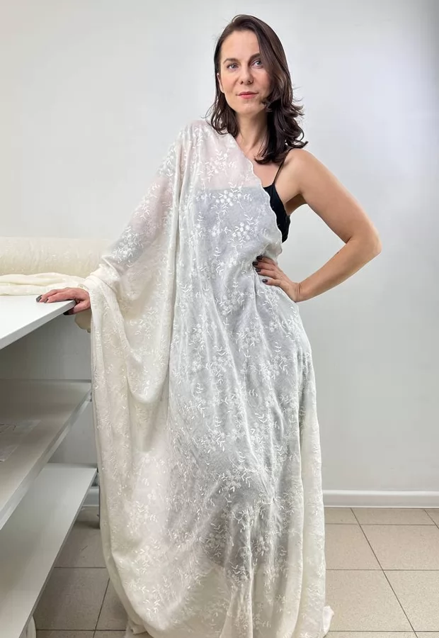 Мягчайшая хлопковая марлёвка расшитая пайетками: для лёгких рубашек, накидок, платьев ✨ - Ткани FF