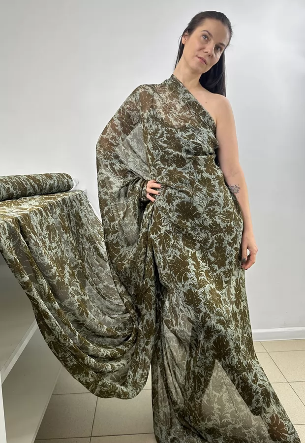 Интересный растительный принт, воздушная фактура: креп-шифон из вискозы ✨ - Ткани FF