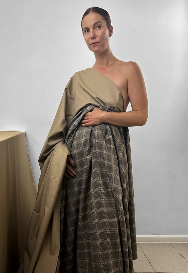 Шикарный костюмный лён с шерстью в клетку от GUCCI : сочетаем с однотонным хлопком ✨ - Ткани FF