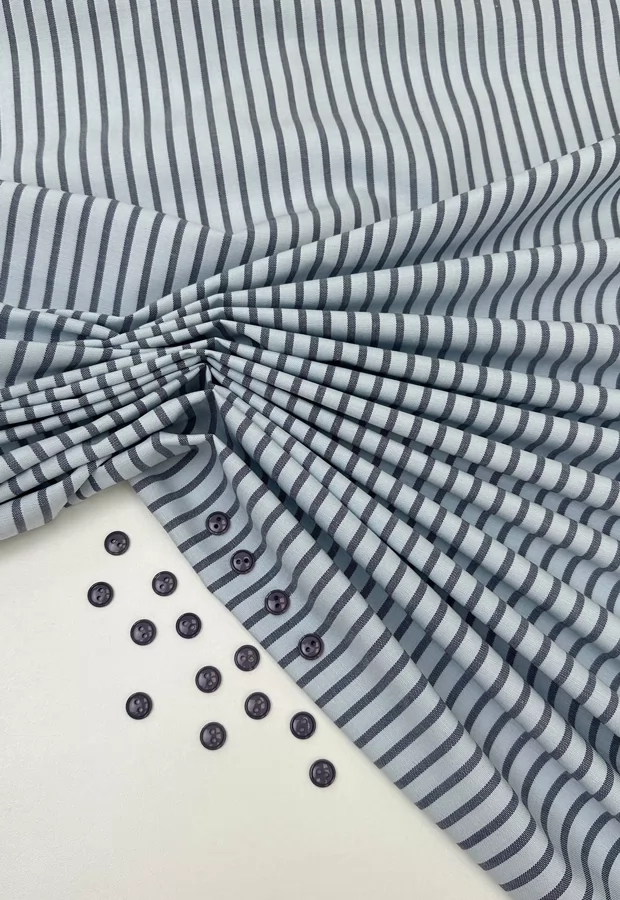 Лён с хлопком в полоску: подойдёт как на рубашку, так на брюки 💙 - Ткани FF Москва