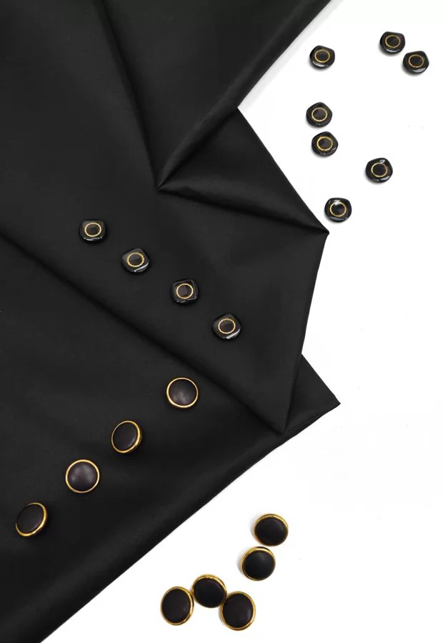 Универсальная плотность, базовый чёрный цвет: костюмно-плательный хлопок с вискозой от Luisa Spagnoli 💖 - Ткани FF