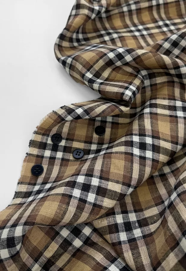 Только на Тульской: плательно-костюмный лён в клетку ⭐️  - Ткани FF Москва