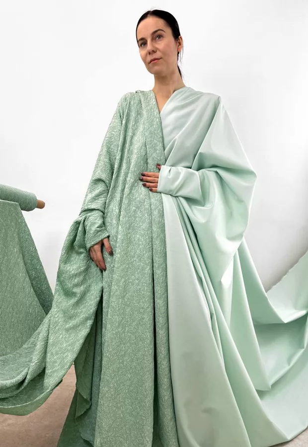 Сочетание в мятных тонах: фактурный шёлк фукра и гладкий батист из хлопка с шёлком ✨ - Ткани FF