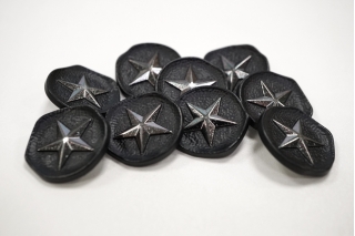 Пуговица на ножке костюмно-пальтовая металл черно-серебряная звезда 24 мм PRT-(G2)-  27092010