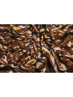 ОТРЕЗ 0,85 М Креповая вискоза полоски коричнево-желтые LEO.(18) 20102049-2