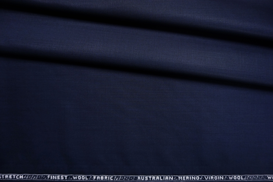 Костюмная тонкая шерсть полированная темно-синяя CMF-E4 30012112