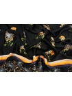 ОТРЕЗ 1,5 М Плательно-блузочный атлас цветы на черном фоне MII (18) 04082130-4