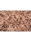 Креповая вискоза крупные персиковые листья на коричневатом фоне MII H21/1 H60 04082142