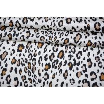 Атлас плательно-блузочный леопардовые пятна на белом фоне MII-J60 05082103
