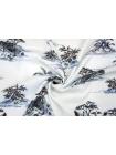 Атлас плательно-блузочный сад на голубовато-белом фоне MII H21/3 Н30 05082139