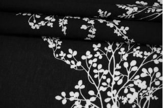 Марлевка вискозная черно-белая цветы MII H21/H60 06082117