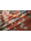 Бархат хлопковый цветы на терракотово-розовом фоне SMF-L50 22082150