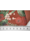 Бархат хлопковый цветы на терракотово-розовом фоне SMF-L50 23082102