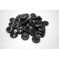Пуговица глянцевая  костюмно-рубашечная пластик 15 мм черная-(D)- 6012287