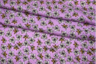 Сатин плательно-блузочный цветы на лиловом фоне FRM H21/J40 25112104