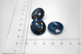 Пуговица глянцевая костюмно-пальтовая пластик синяя на ножке 20 мм-(i1)- 3012237