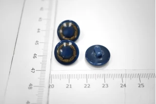 Пуговица  костюмно-плательная пластик синяя на ножке 15 мм-(i1)- 3012238