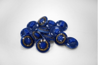 Пуговица  костюмно-плательная пластик синяя на ножке 15 мм-(CD)- 3012240