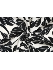 Костюмно-плательный лен черно-белый листья IDT H16/E33 22032220