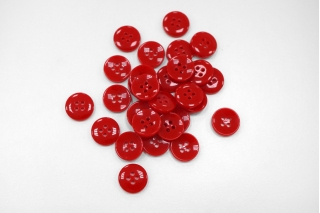 Пуговица глянцевая плательно-рубашечная пластик красная 13 мм-(K1)- 5032230