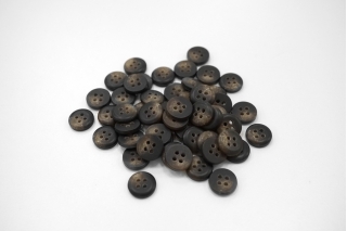 Пуговица матовая плательно-рубашечная пластик чёрно-коричневая 11 мм под рог-(P)- 5032254