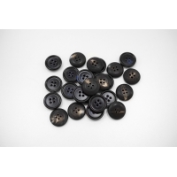 Пуговица плательно-костюмная пластик черно-синяя 15 мм под рог-(EF)- 5032259
