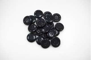 Пуговица глянцевая плательно-костюмная пластик черно-синяя 19 мм под рог-(T1)- 6032214