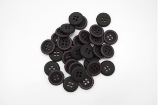 Пуговица матовая плательно-костюмная пластик чёрно-фиолетовая 15 мм-(T1)- 6032217
