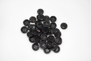 Пуговица плательно-костюмная пластик черно-синяя 15 мм под рог-(S1)- 6032221