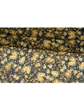 Креп-шифон желтые цветы на черном ISF-G10 11052211