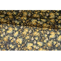 ОТРЕЗ 2,8 М Креп-шифон желтые цветы на черном ISF (34) 11052211-2
