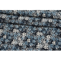 Мраморная креповая вискоза цветочный синяя ISF-H40 8052204