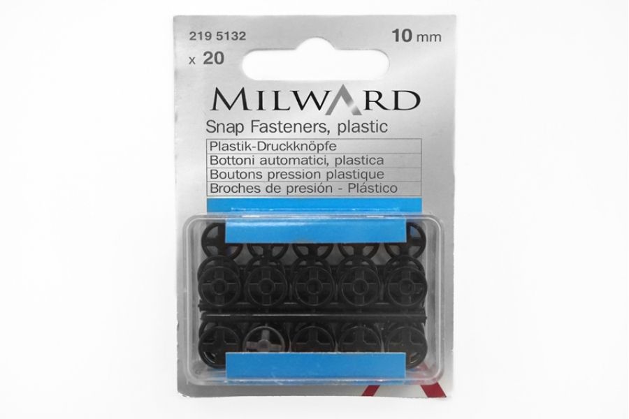 Кнопка черная пластик 10 мм Milward 2195132