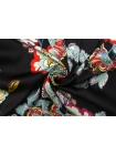 Сатин плательно-блузочный цветы на черном фоне КУПОН Marta Palmieri TRC-L10 18022243