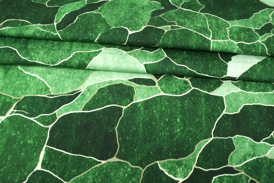 Хлопок костюмный стрейч Зеленая абстракция KZ H11/3 D70 16042311 - купить в  интернет-магазине тканей в Москве