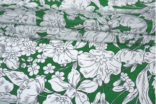 Крепдешин шелковый Max Mara Зеленый Белые цветы КУПОН MM H31/N30 28042344