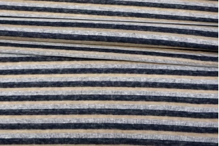 Льняной трикотаж Двусторонний Дабл Полоска бежевая TRC H46/5 W20  17042336