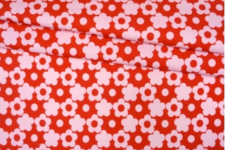 Сатин хлопковый Цветы на красном H11/2/D60 13012324