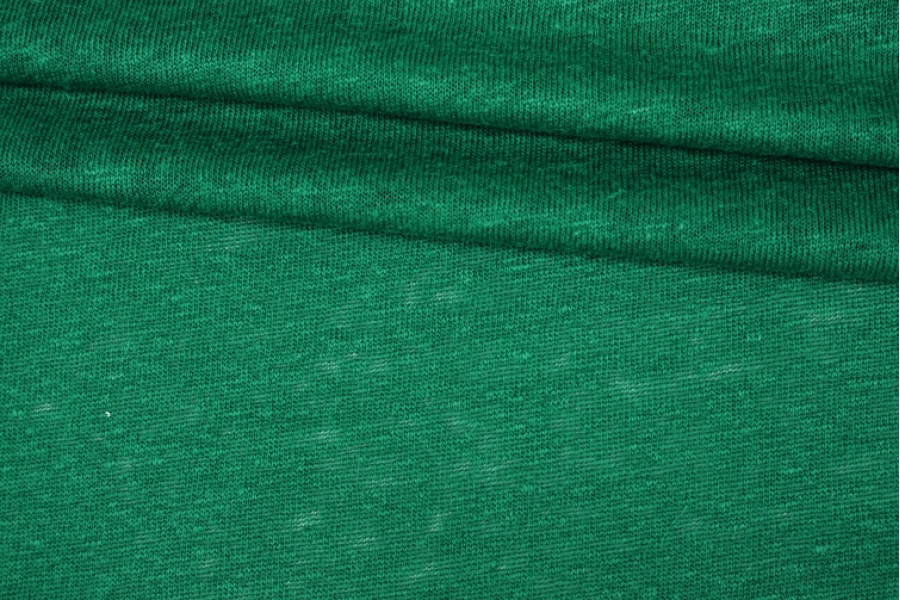 ОТРЕЗ 2,8 М Льняной трикотаж Изумрудно-зеленый (23) ДЕФЕКТ 18012304-2