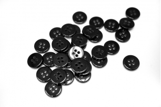Пуговица глянцевая рубашечная Черная  13 мм пластик (R1) 19012324