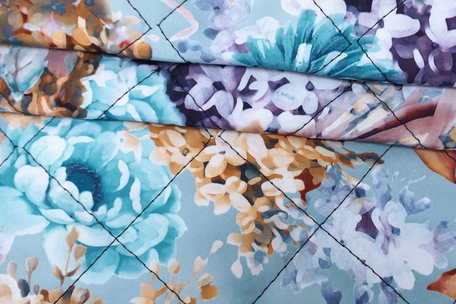 Стежка водоотталкивающая Цветы на голубом H52 / ii00 28112305 - купить в интернет-магазине тканей в Москве
