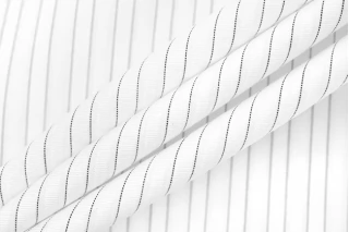 ОТРЕЗ 2,25 М Рубашечный хлопок FENDI Жаккардовый Молочный в полоску TRC (13) 9102343-3