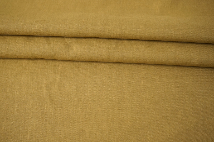 Лен костюмно-плательный умягченный Горчично-оливковый IDT H15/3/E55 24032321