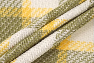 ОТРЕЗ 1,75 М Твид Шанель хлопковый Желто-оливковый Клетка (14) 24032348-1
