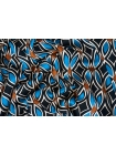 Плательно-блузочный вискозный ETRO сатин Черно-голубой Орнамент TIG H21/12 H30 16082302
