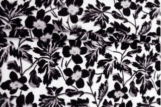 Вельвет хлопковый Цветы Черно-белый TRC H18/4 G30 12042340