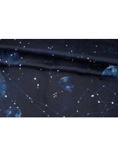 ОТРЕЗ 2,75 М Подкладочная вискоза Темно-синяя Луна и созвездия CVC (20) FF50 30122311-1