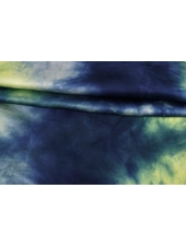 Атлас вискозный плательный Сине-салатовый Ralph Lauren Тай-дай H21/9 J60 8052412