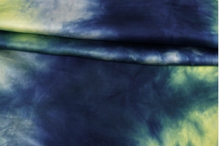 Атлас вискозный плательный Сине-салатовый Тай-дай H21/9 J60 8052412